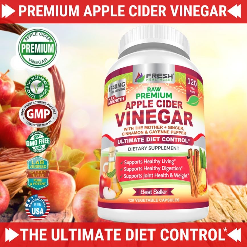 FRESH HEALTHCARE Apple Cider Vinegar Capsules 1500mg close-up of capsules