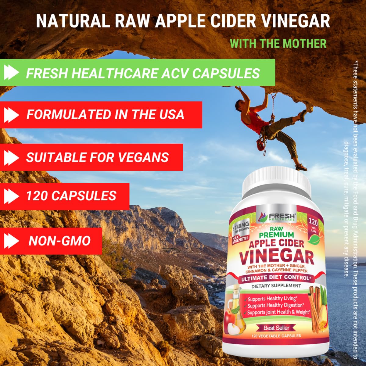 FRESH HEALTHCARE Apple Cider Vinegar Capsules 1500mg packaging details
