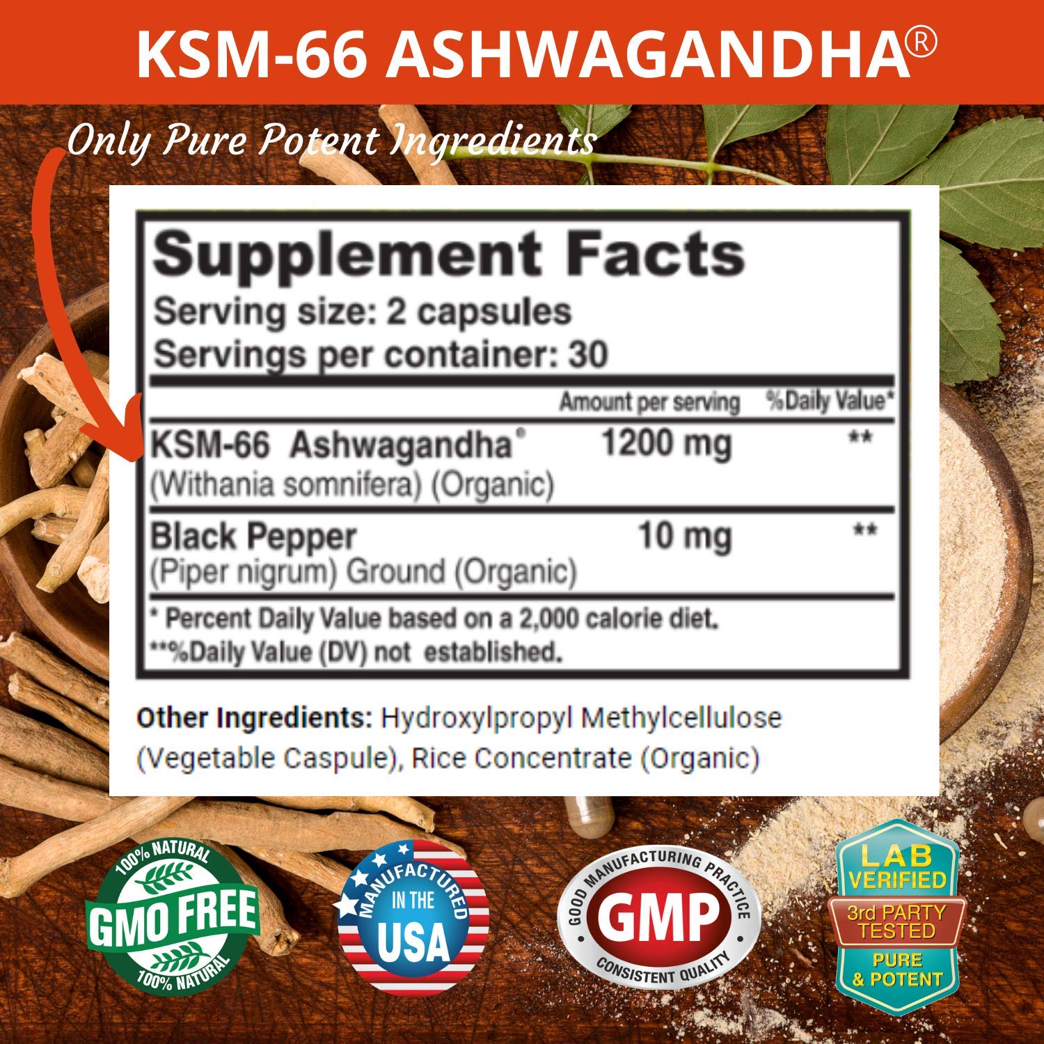 FRESH HEALTHCARE Ashwagandha KSM 66 Capsules bottle with label