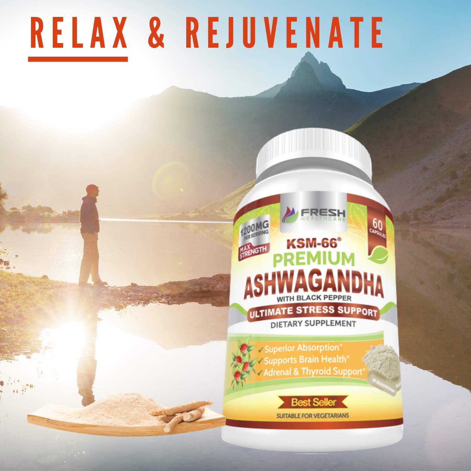 FRESH HEALTHCARE Ashwagandha KSM 66 Capsules with black pepper