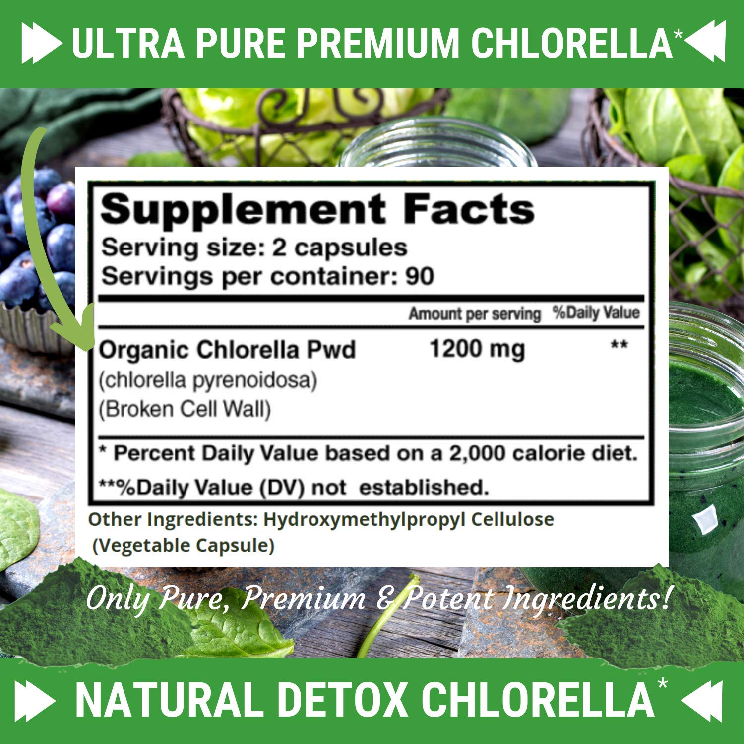 FRESH HEALTHCARE Chlorella Powder Capsules close-up