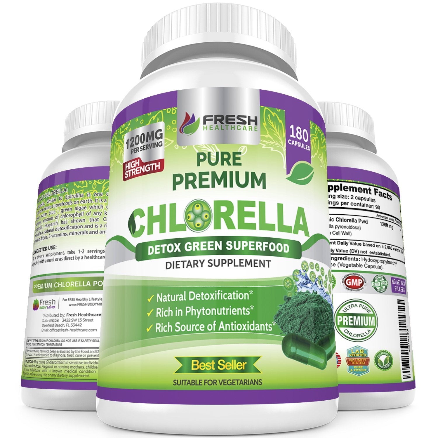 FRESH HEALTHCARE Chlorella Powder Capsules front view