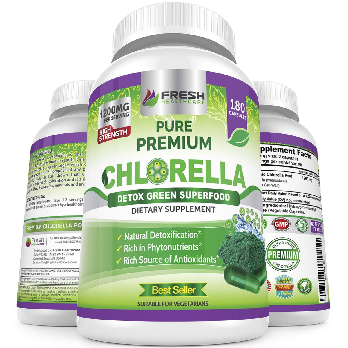 FRESH HEALTHCARE Chlorella Powder Capsules front view