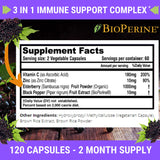 FRESH HEALTHCARE Elderberry daily wellness Support Capsules on a wooden table