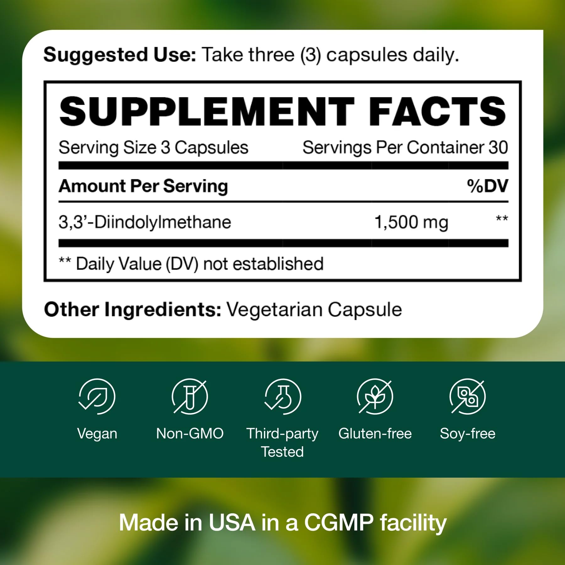 Fresh Nutrition DIM Supplement packaging details