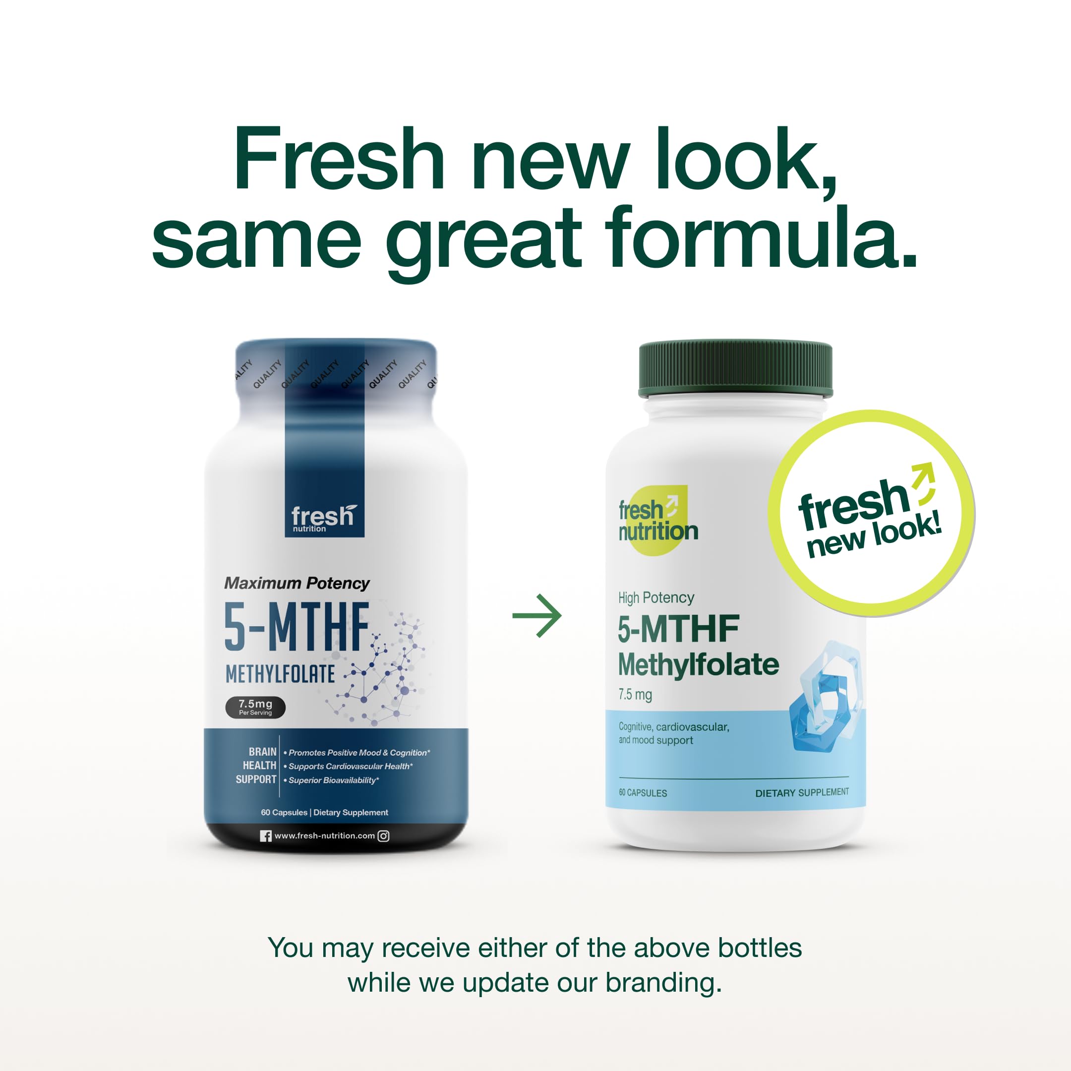 Fresh Nutrition Folic Acid 5-MTHF 90 Capsules side view