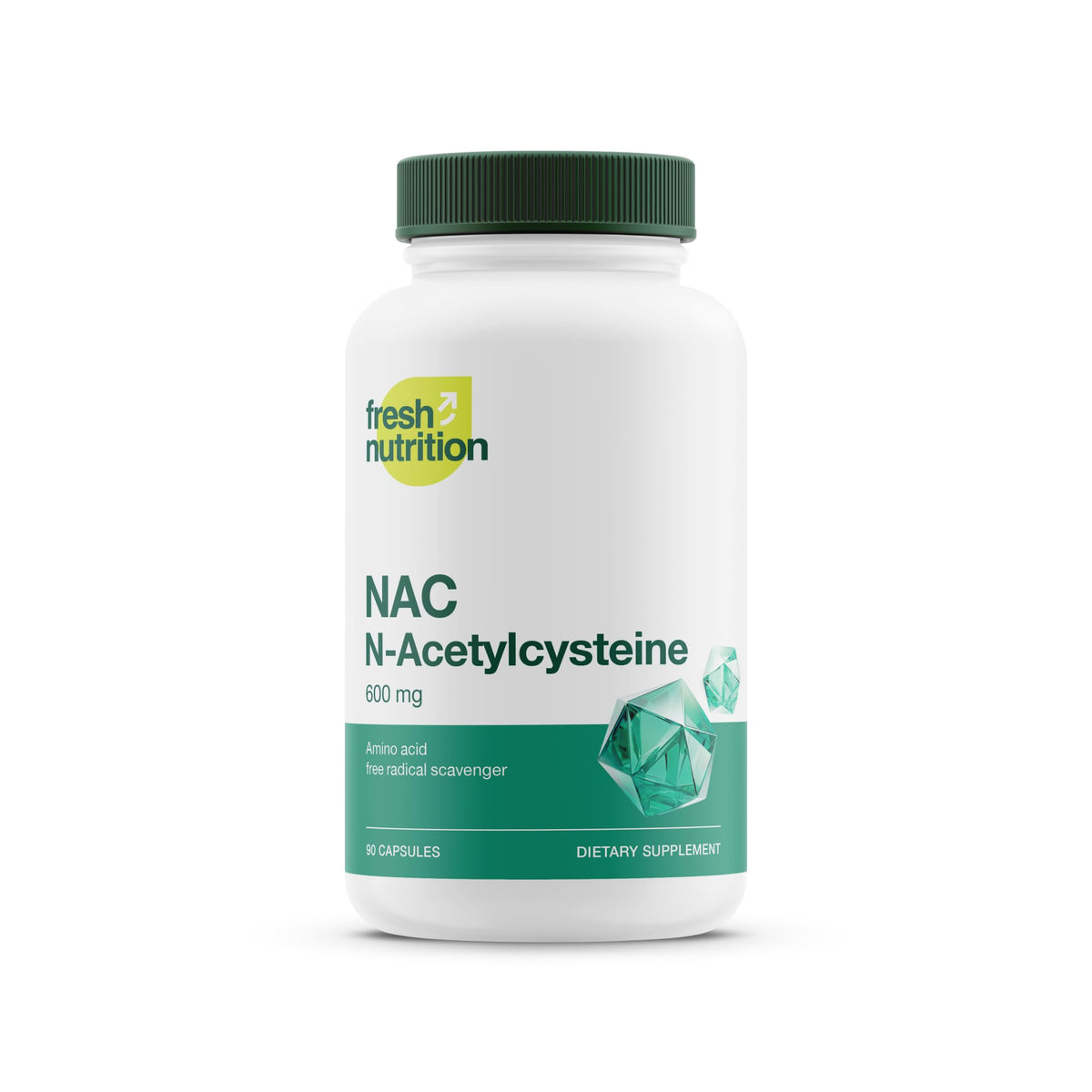 Fresh Nutrition N-Acetyl Cysteine 600mg 90 vegetarian capsules front view