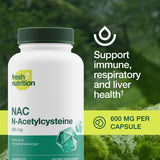 Fresh Nutrition N-Acetyl Cysteine 600mg 90 vegetarian capsules with label details