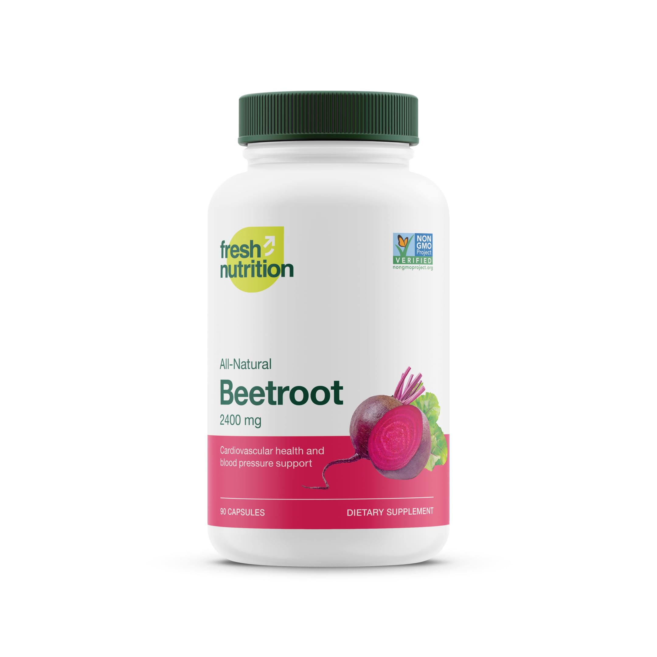 Fresh Nutrition Organic Beet Root Powder Capsules 2400mg front view
