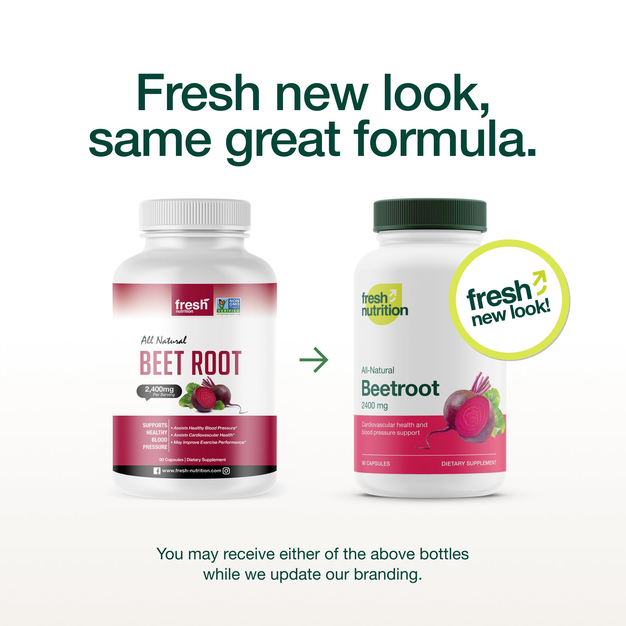 Fresh Nutrition Organic Beet Root Powder Capsules 90 count bottle