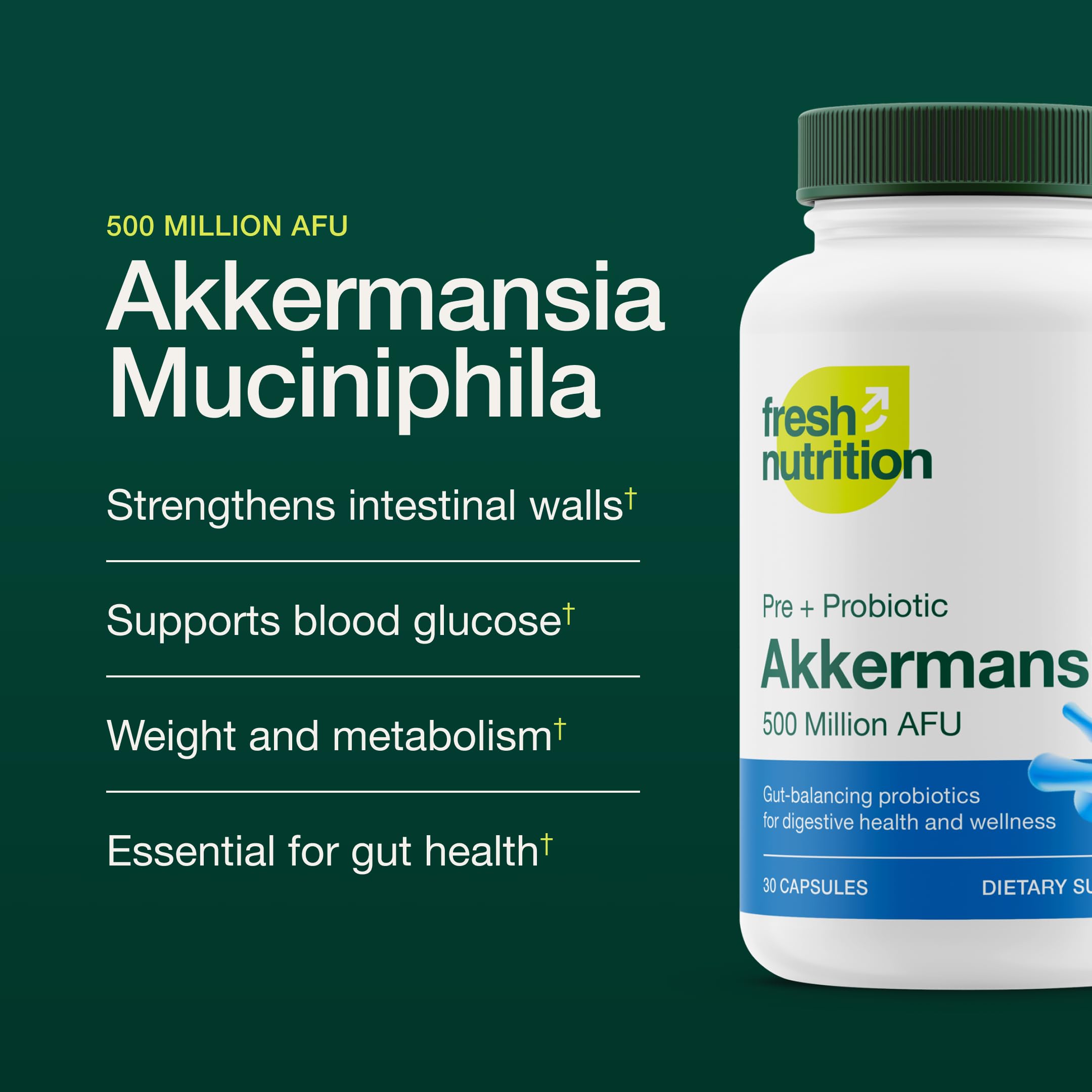 Fresh Nutrition Probiotic Akkermansia Supplement side view