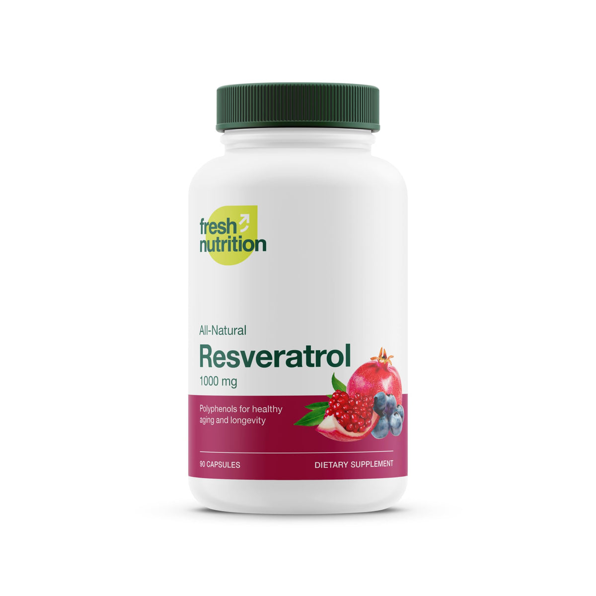 Fresh Nutrition Resveratrol Supplement 750mg front view of packaging
