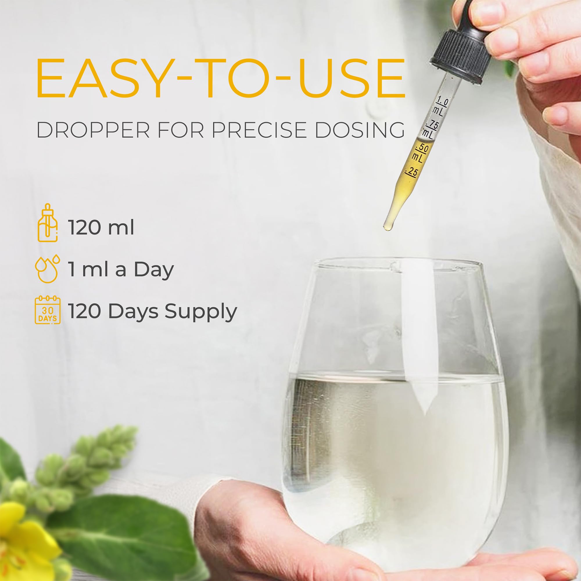 FRESHDRINKUS Mullein Extract Liquid 1200mg with a measuring spoon
