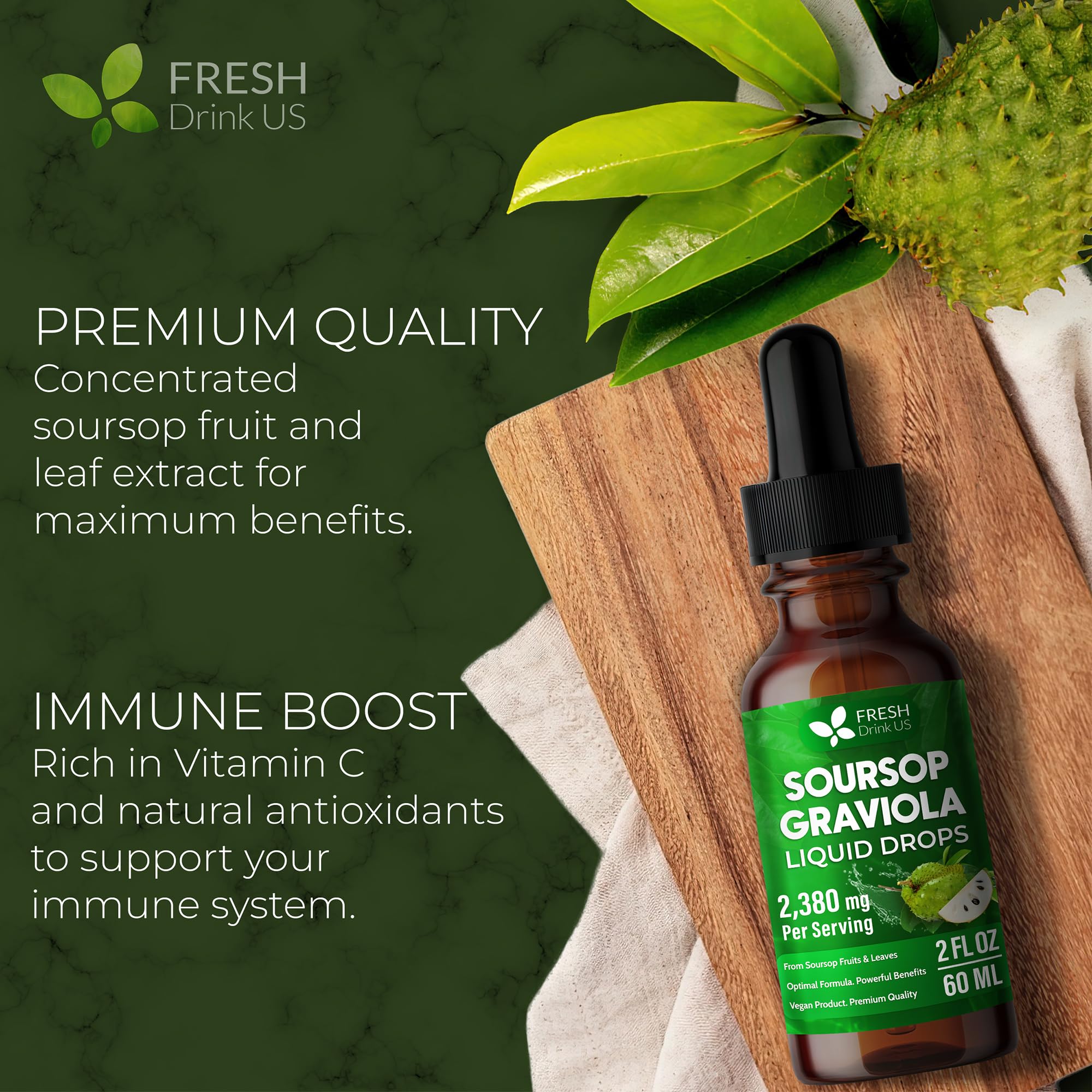 FRESHDRINKUS Soursop Extract Liquid label close-up