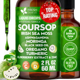 FRESHDRINKUS Soursop Leaves herbal supplement 2 fl oz bottle front view