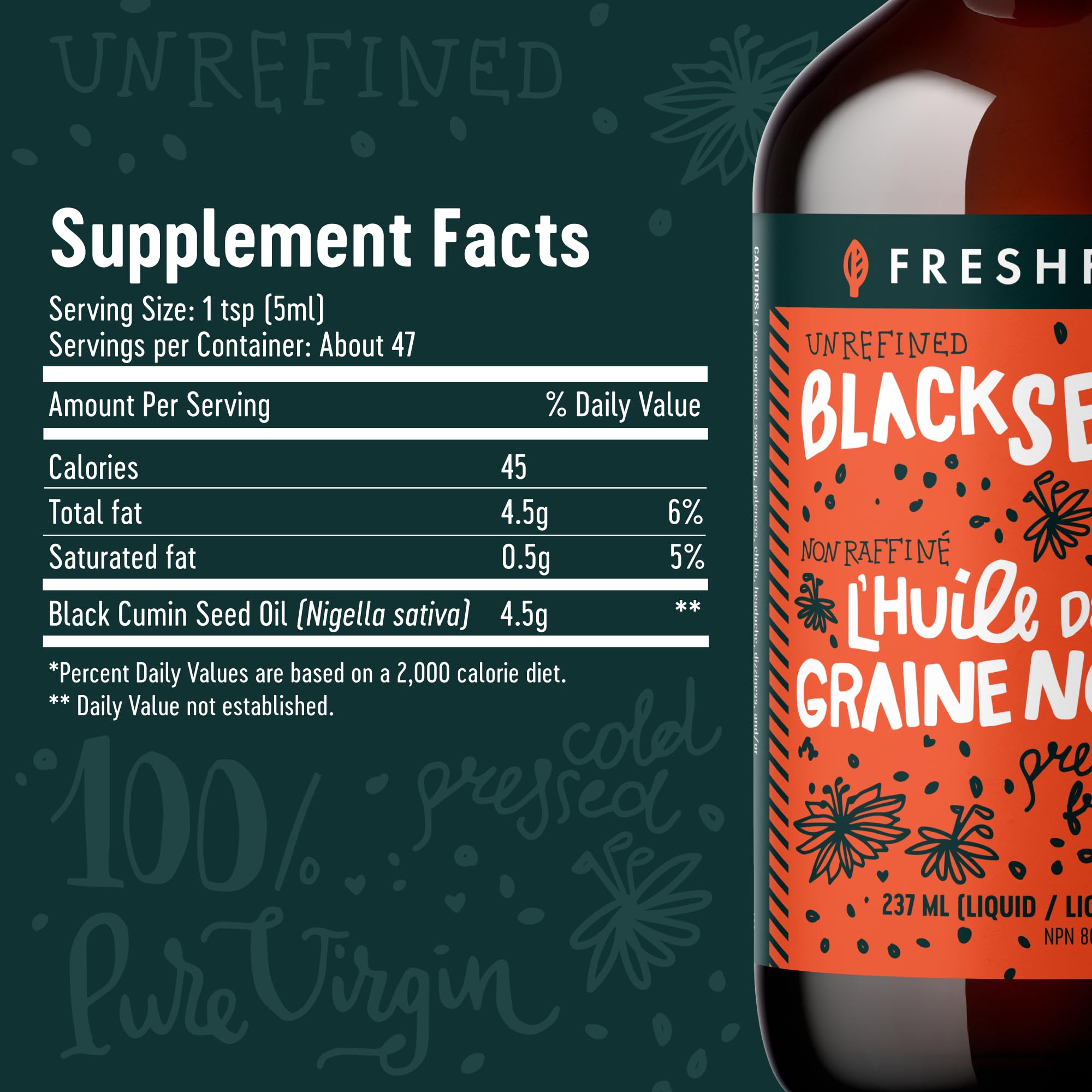 Freshfield Black Seed Oil 227g lifestyle scene with plant background