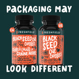 Freshfield Black Seed Oil Capsules 120g with ingredients list