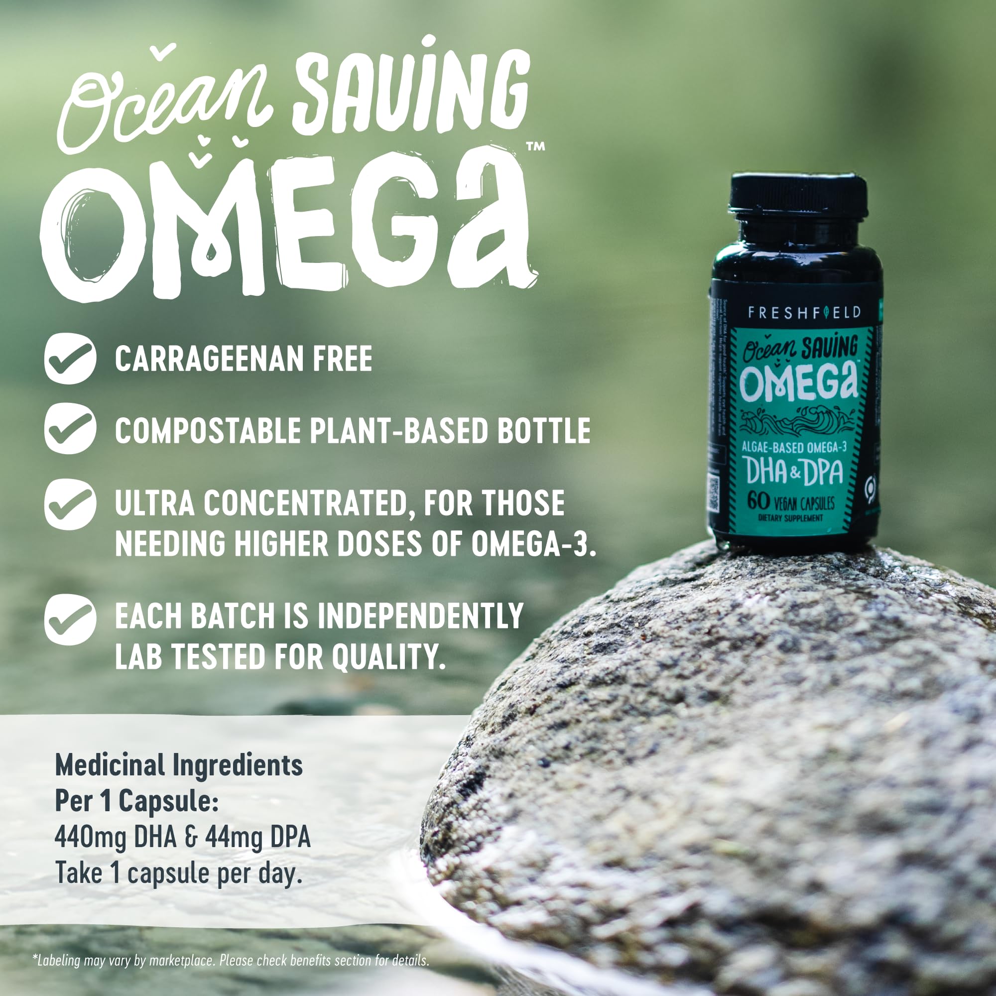 Freshfield Ocean Saving Omega 3 DHA 500mg softgel ingredients list