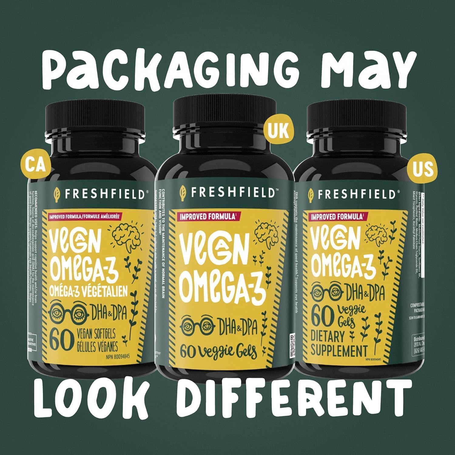 Freshfield Vegan Omega-3 DHA + DPA 225mg capsules lifestyle scene