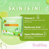 Freshies Avocado Milk Collagen Drink sachet opened with powder visible