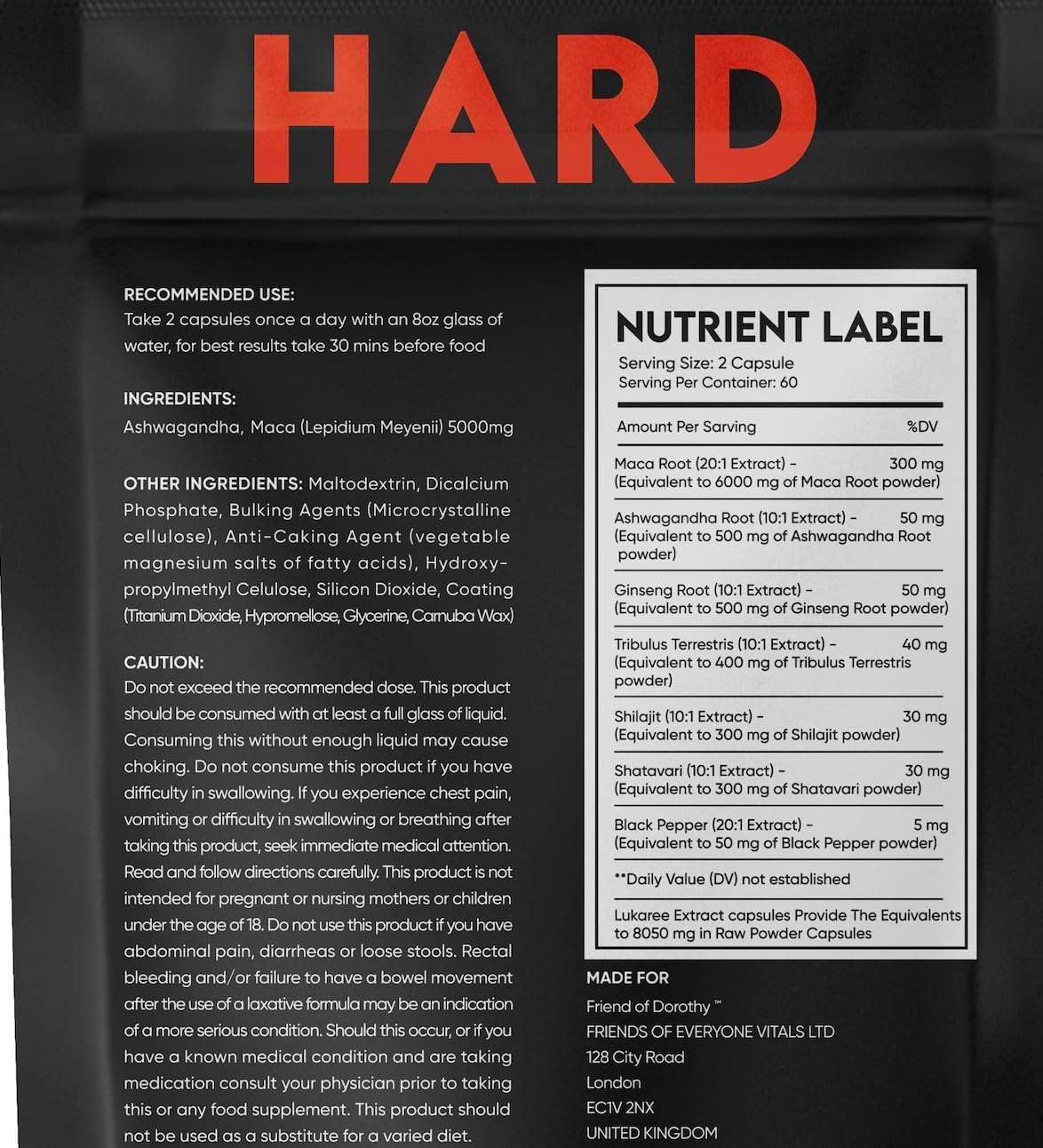 FRIEND OF DOROTHY Ashwagandha & Black Maca supplement side view