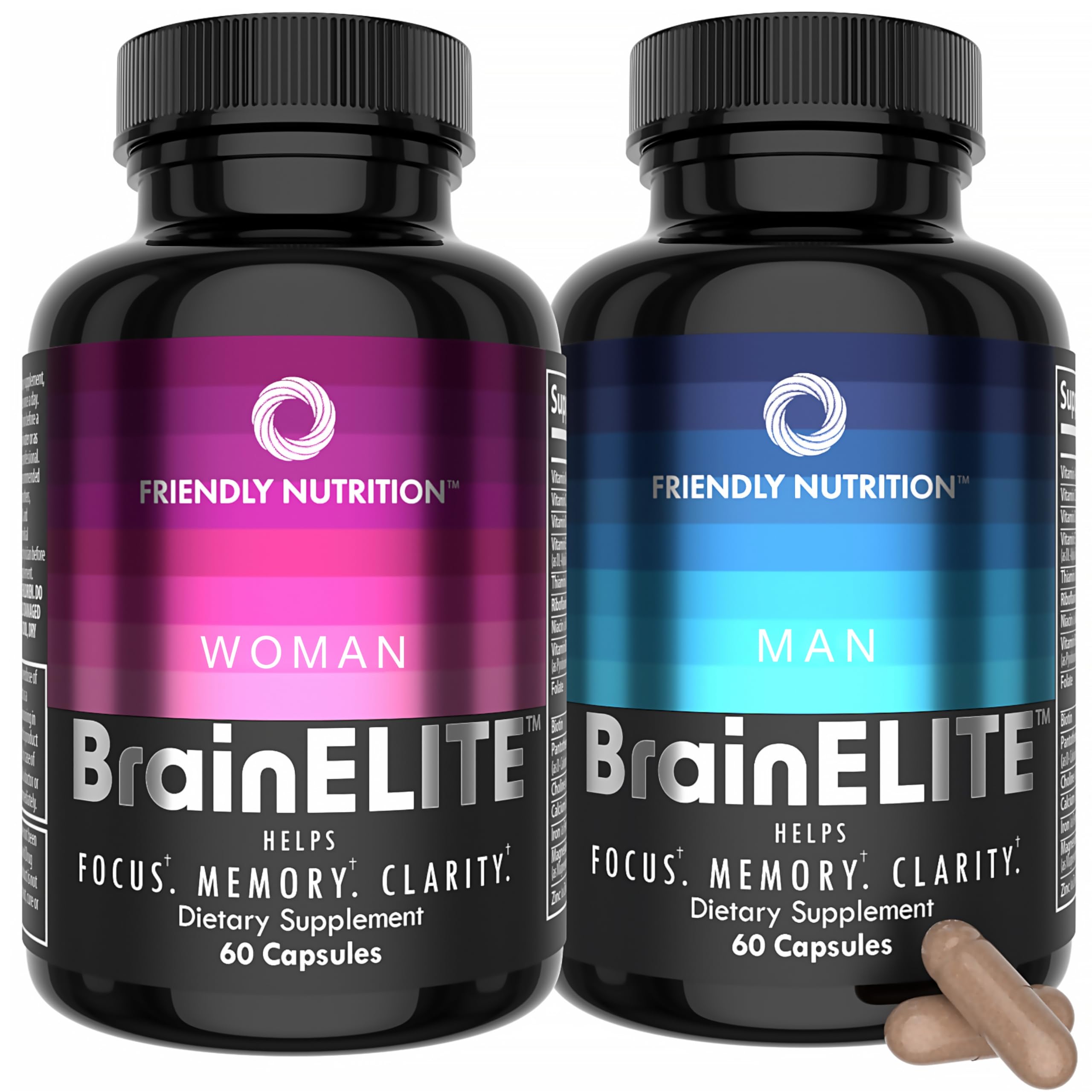 Friendly Nutrition BrainELITE Cognitive Supplement front view