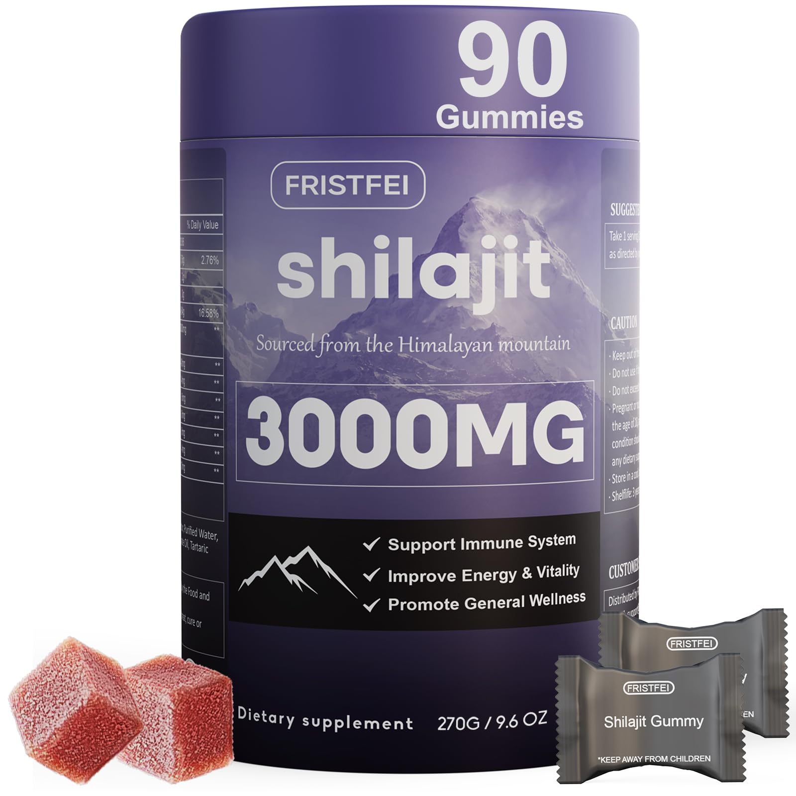 Fristfei Shilajit Gummies front view with packaging
