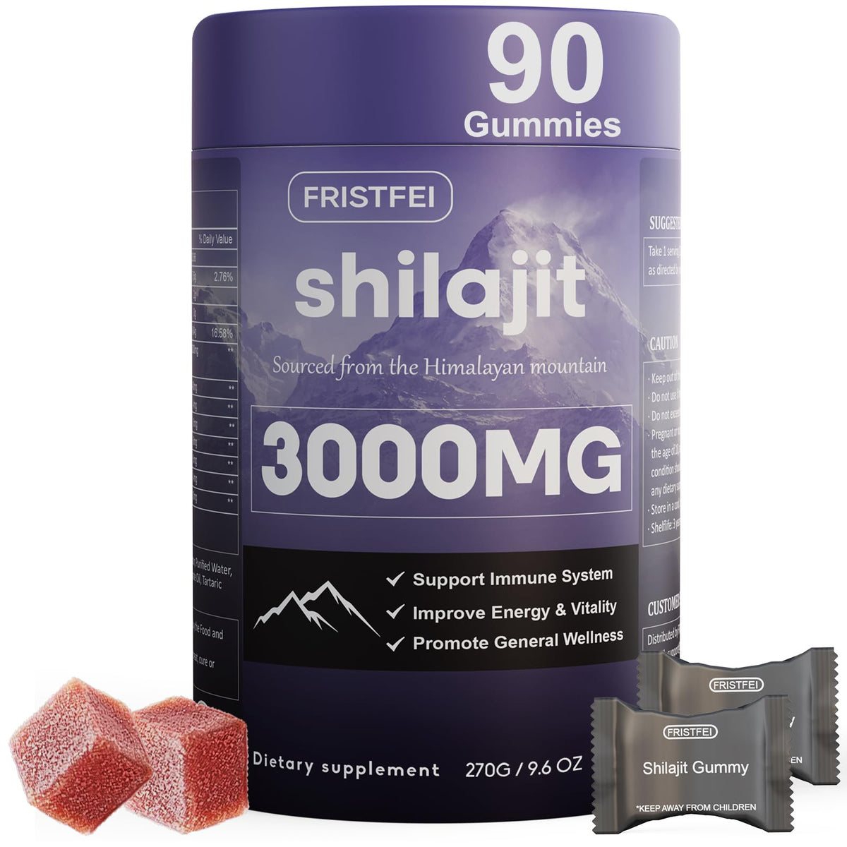 Fristfei Shilajit Gummies front view with packaging