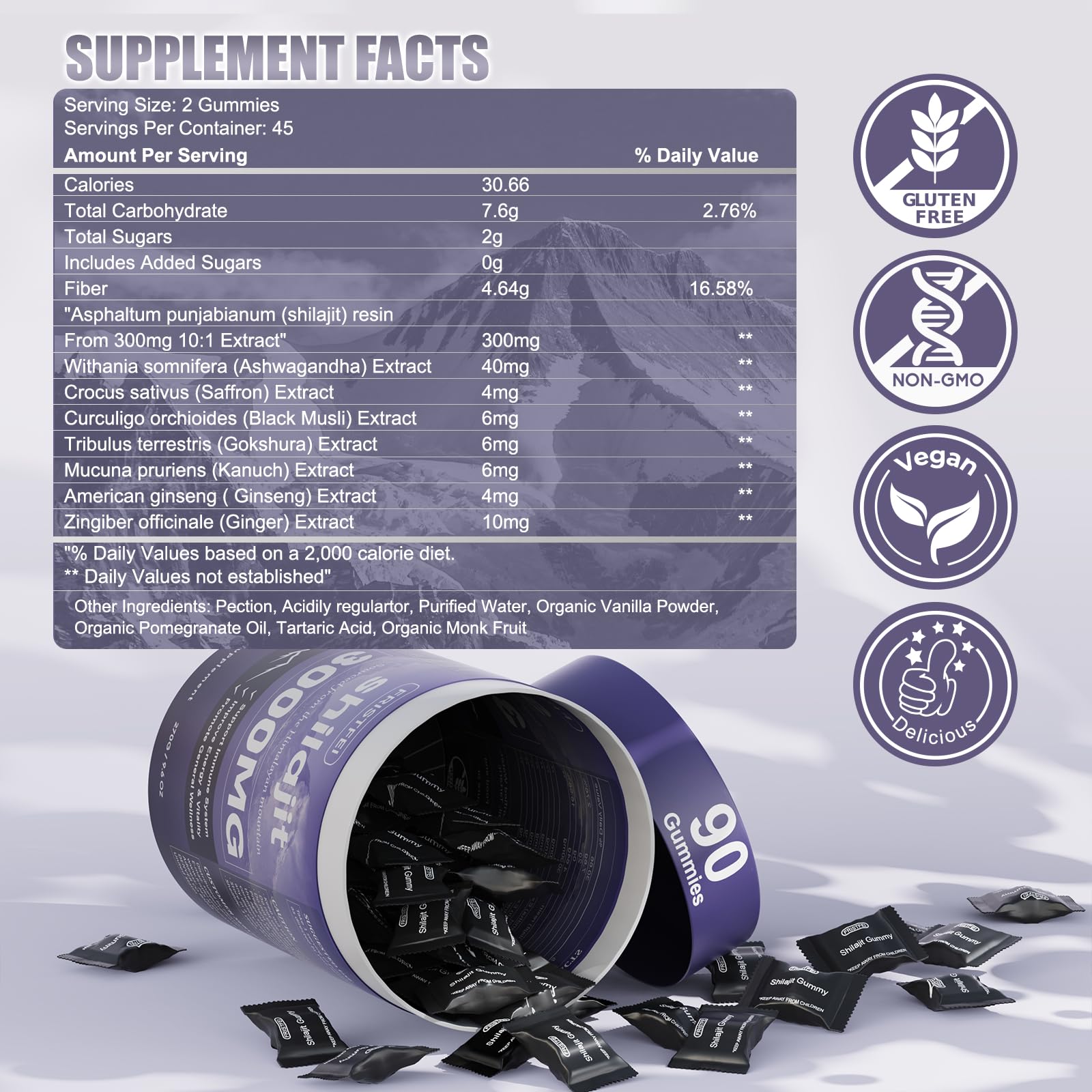 Fristfei Shilajit Gummies individual gummy close-up