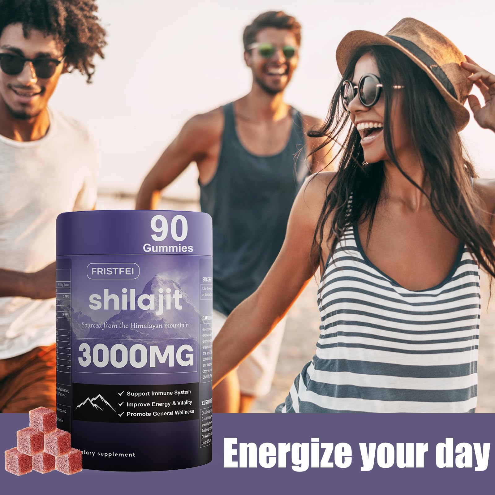 Fristfei Shilajit Gummies nutritional information on packaging