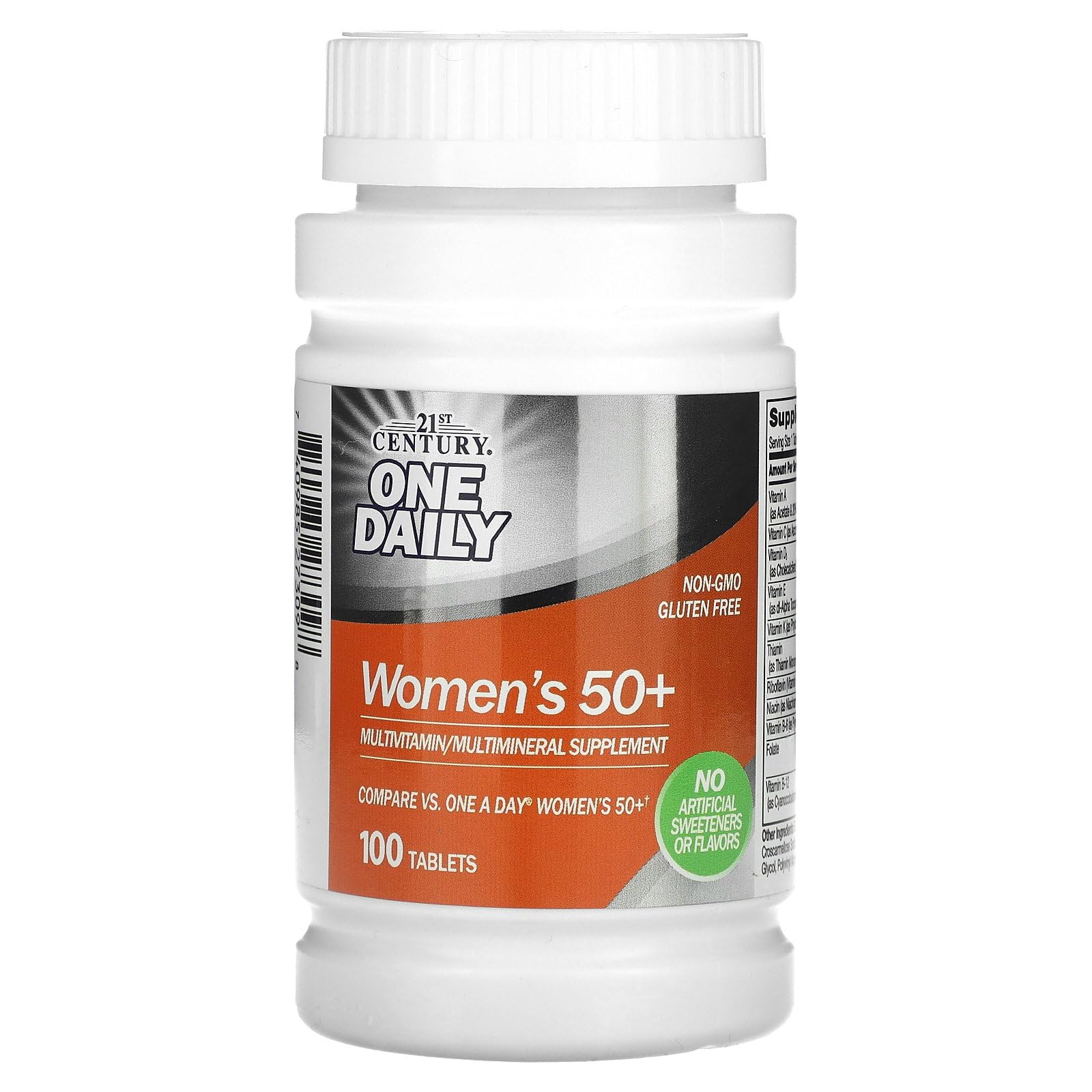 Front view of 21st Century One Daily 50+ Women's Multivitamin bottle