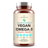 Front view of AMANDEAN Vegan Omega-3 Algal Oil Capsules bottle