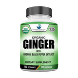 Front view of American Standard Supplements Organic Ginger Capsules bottle