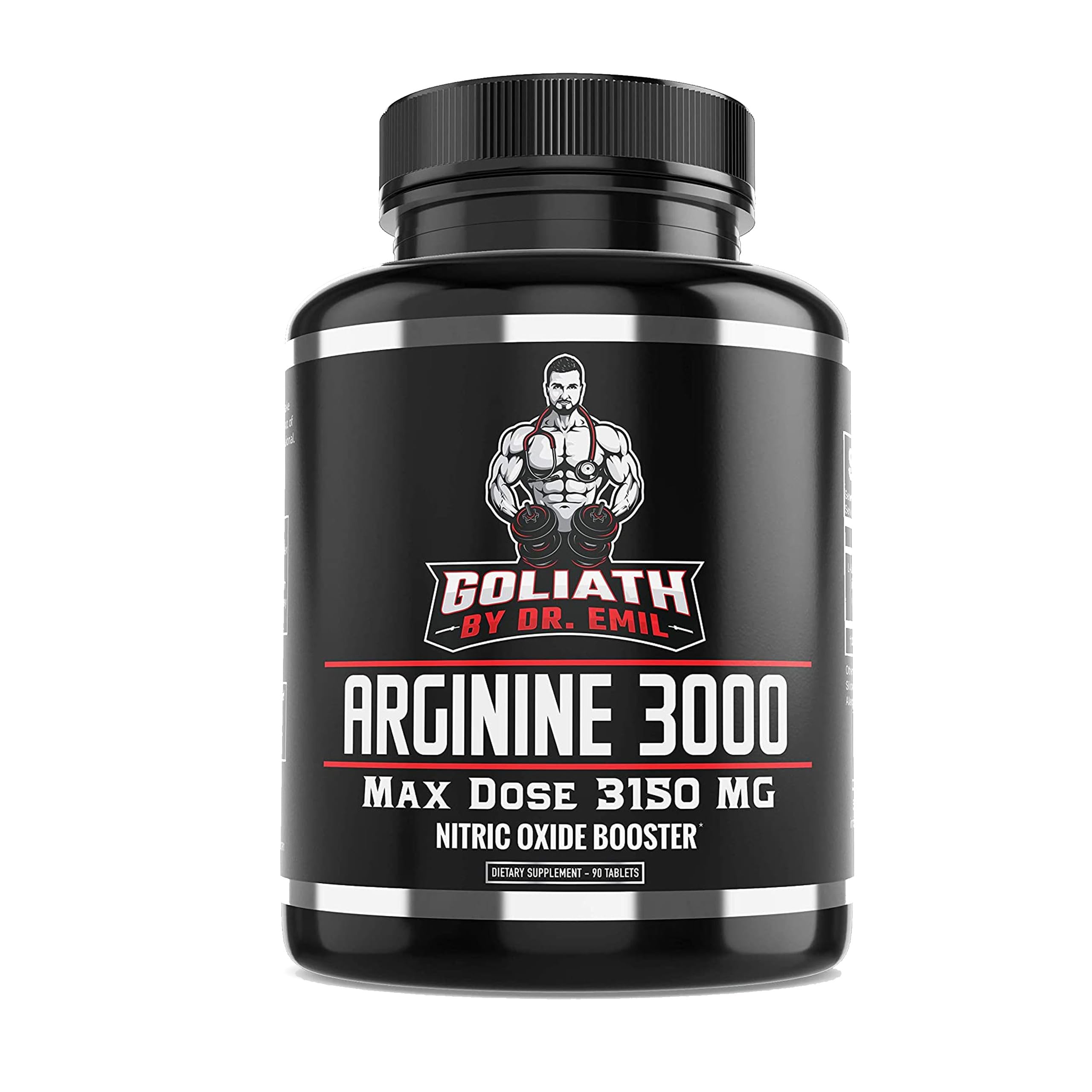 Front view of DR. EMIL NUTRITION L-Arginine 3150mg capsules bottle