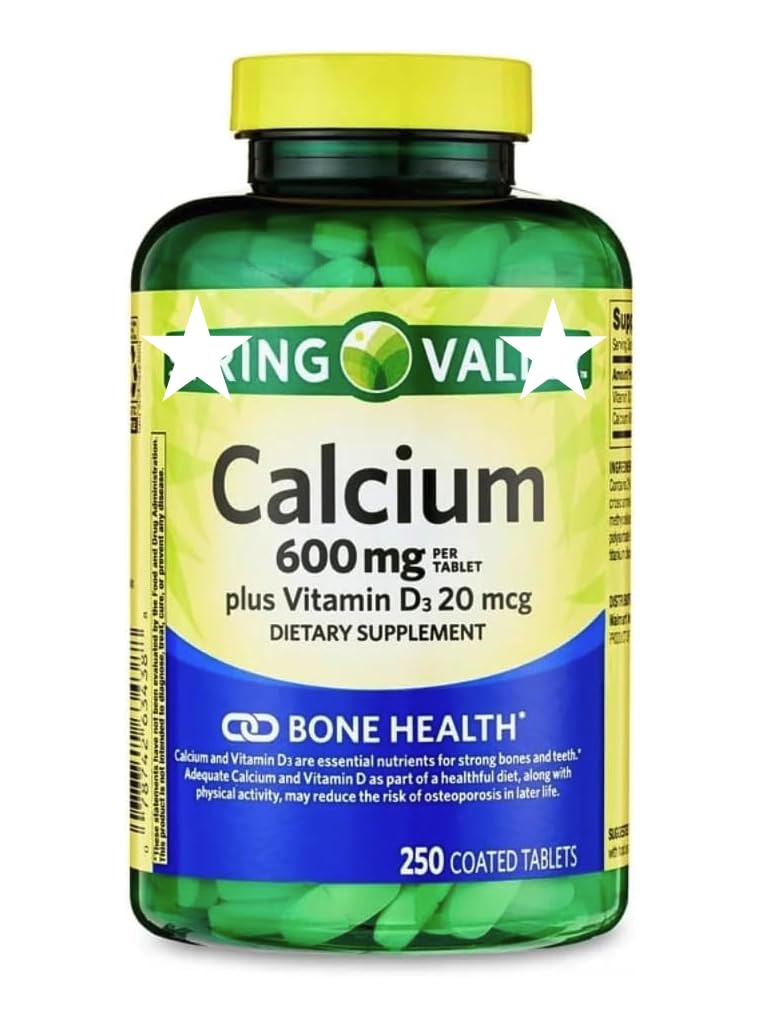 Front view of Generic Calcium Plus Vitamin D Tablets 600mg bottle