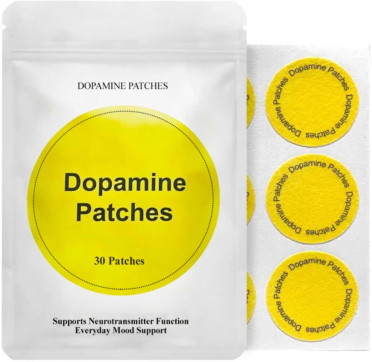 Front view of Generic Dopamine Patches Extra Strength 30 pack
