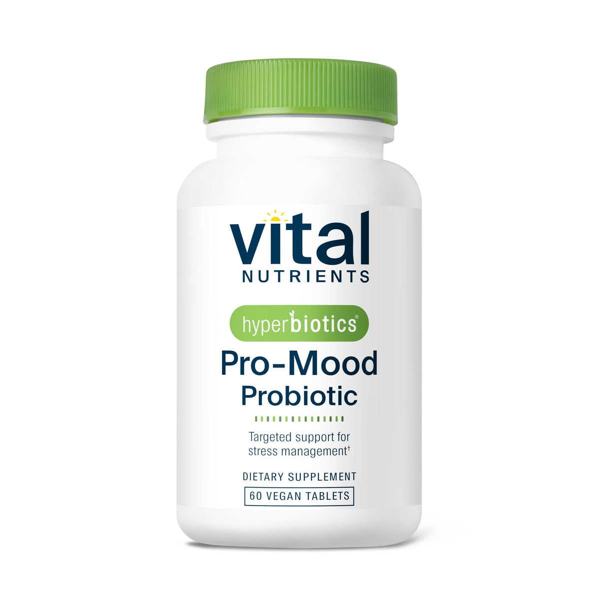 Front view of Hyperbiotics Advanced Daily Probiotic Support capsule bottle