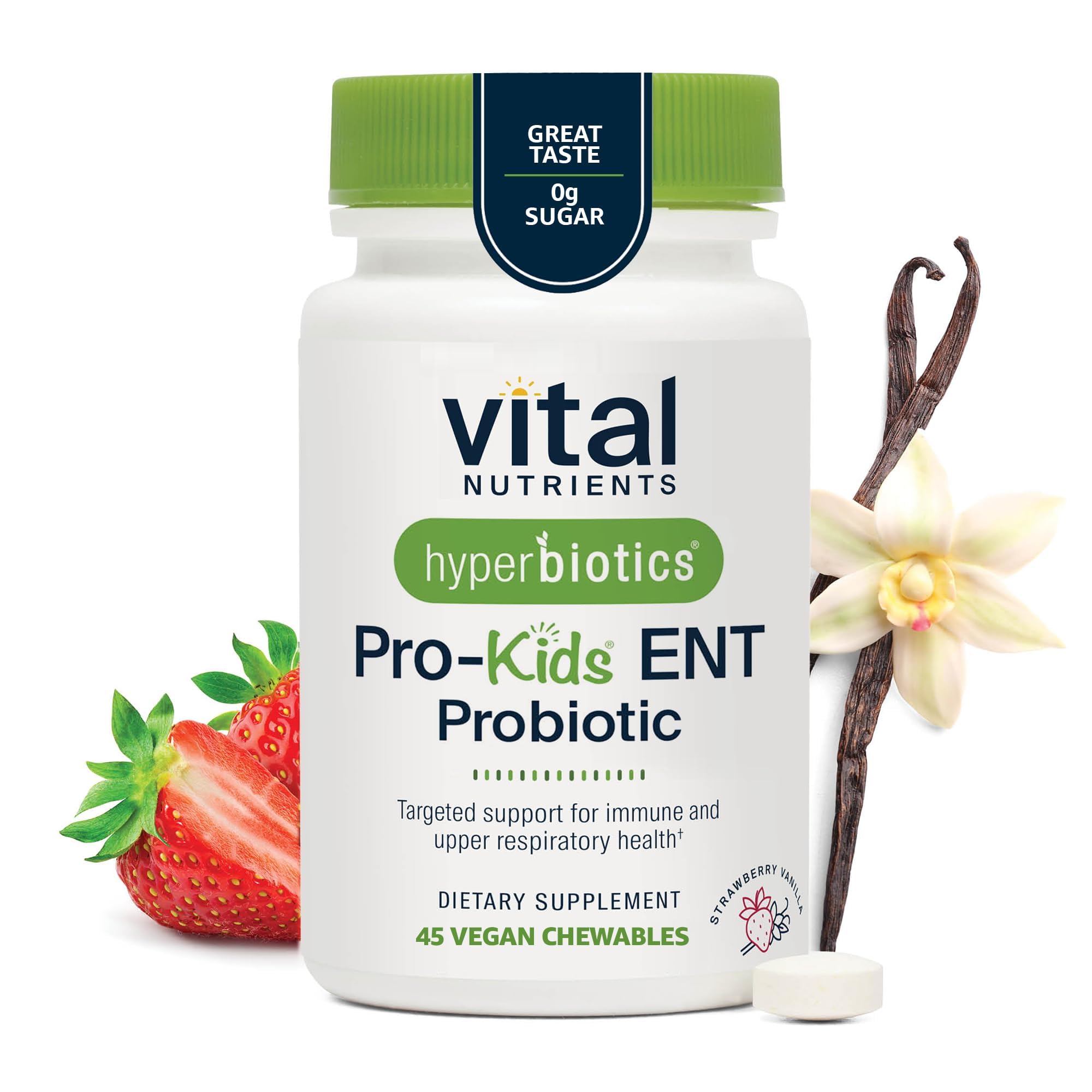 Front view of Hyperbiotics Probiotic for Kids chewable tablets packaging