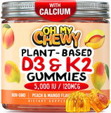 Front view of OH MY CHEWY Vitamin D3 & K2 Gummies 5000 IU packaging