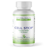 Front view of Optimal Health Knowledge Cell Stop 136g supplement bottle