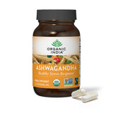 Front view of ORGANIC INDIA Ashwagandha Capsules 60 Count bottle