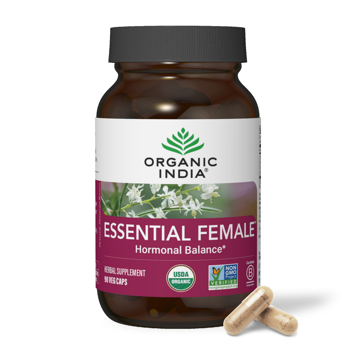 Front view of ORGANIC INDIA Essential Female Supplement 399g bottle