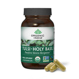 Front view of ORGANIC INDIA Holy Basil Capsules 118g packaging