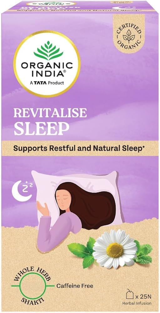 Front view of ORGANIC INDIA Tulsi Sleep Organic Tea box with 18 tea bags