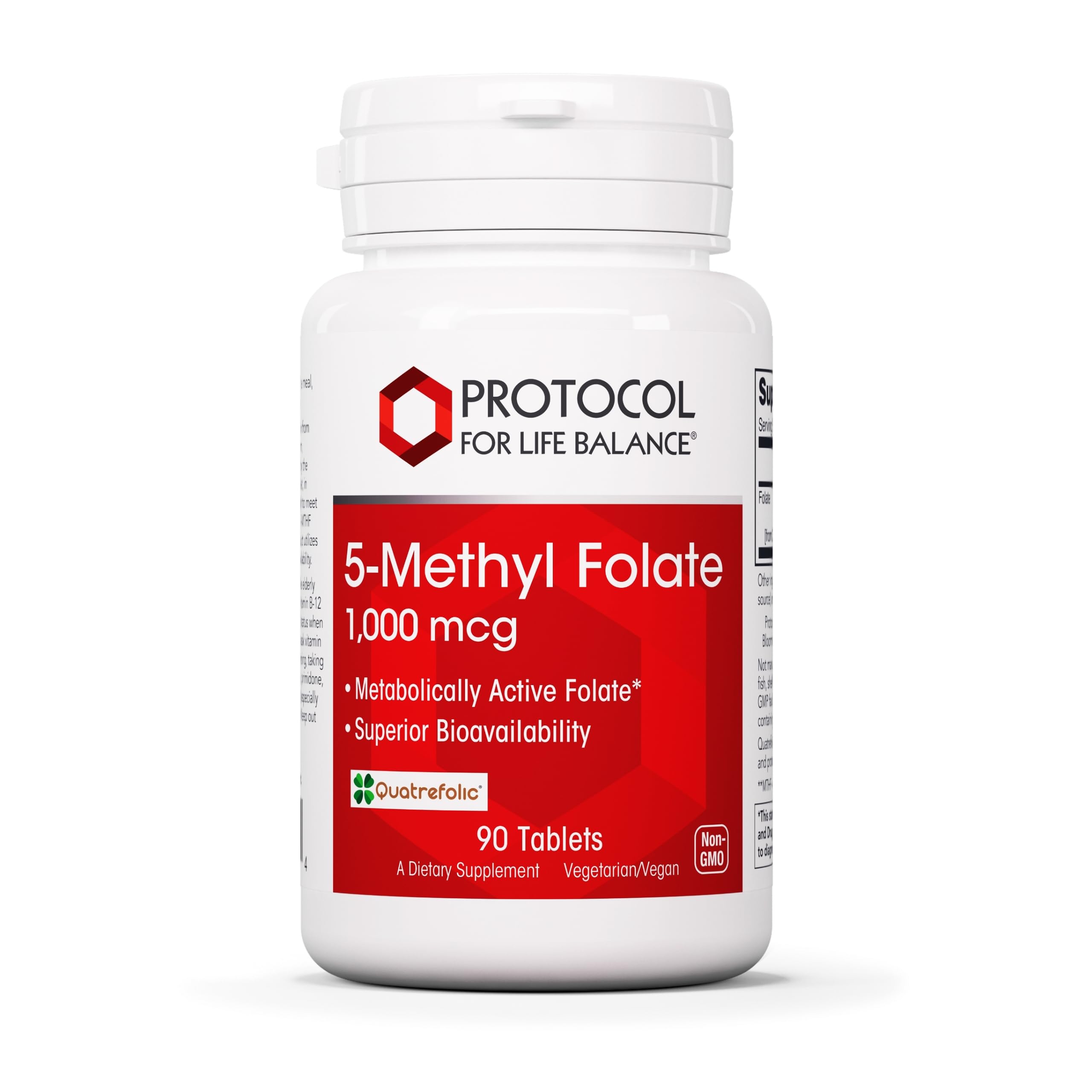 Front view of PROTOCOL FOR LIFE BALANCE 5-Methylfolate 1,000mcg Supplement bottle