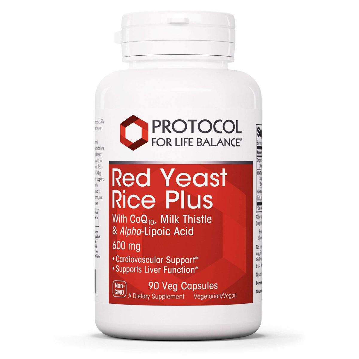 Front view of PROTOCOL FOR LIFE BALANCE Red Yeast Rice Plus 1200mg capsules