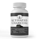 Front view of PURE Activated Charcoal Capsules bottle