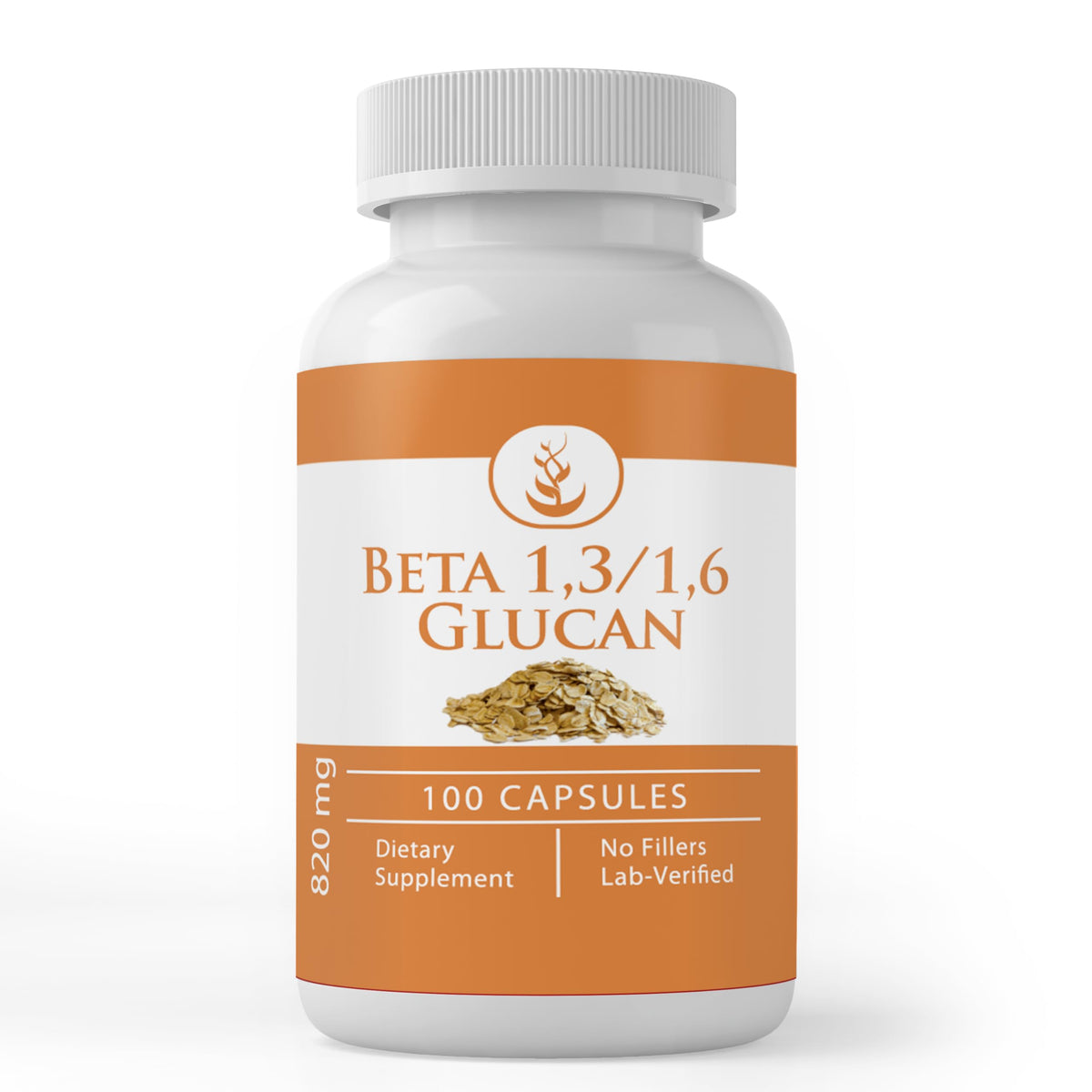 Front view of PURE Beta Glucan 1,3/1,6 Capsules bottle
