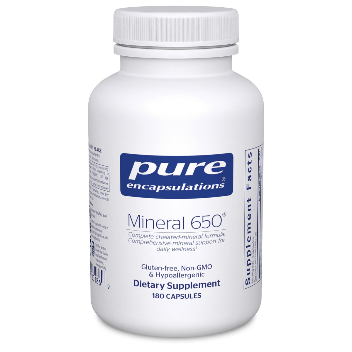 Front view of Pure Encapsulations Mineral 650 supplement bottle