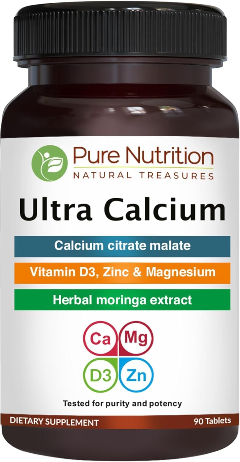 Front view of PURE NUTRITION Ultra Calcium Citrate 1250 mg supplement bottle